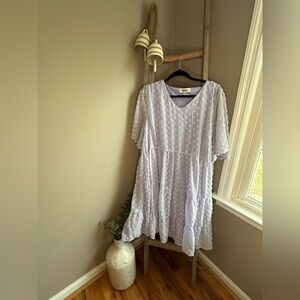 Chic Soul Lavender Textured V-Neck Tiered Dress